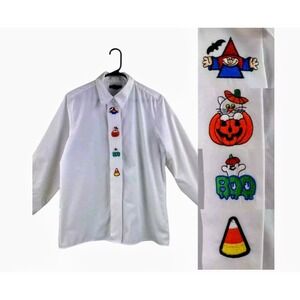 Impressions Halloween Embroidered Button Down Shirt‎ Costume Party Size 16